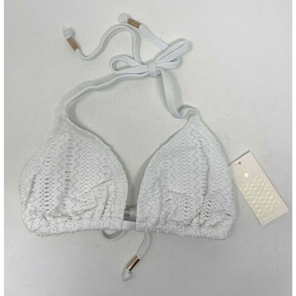 EBERJEY Womens White String Bikini Top NEW Crystal Vally Gisele REVOLVE Small S - Picture 2 of 9